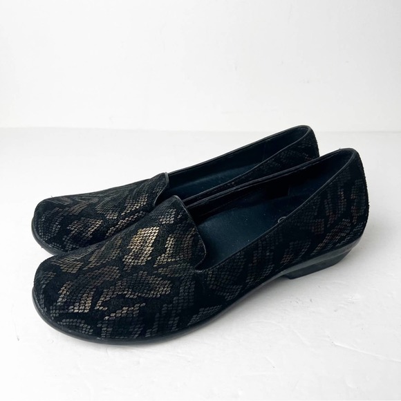 SZ 38 Dansko Snakeskin Patter Black & Gold - Picture 3 of 7